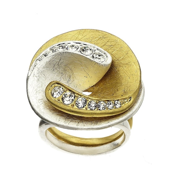X & O Two-Tone Interlocking Yin Yang Ring