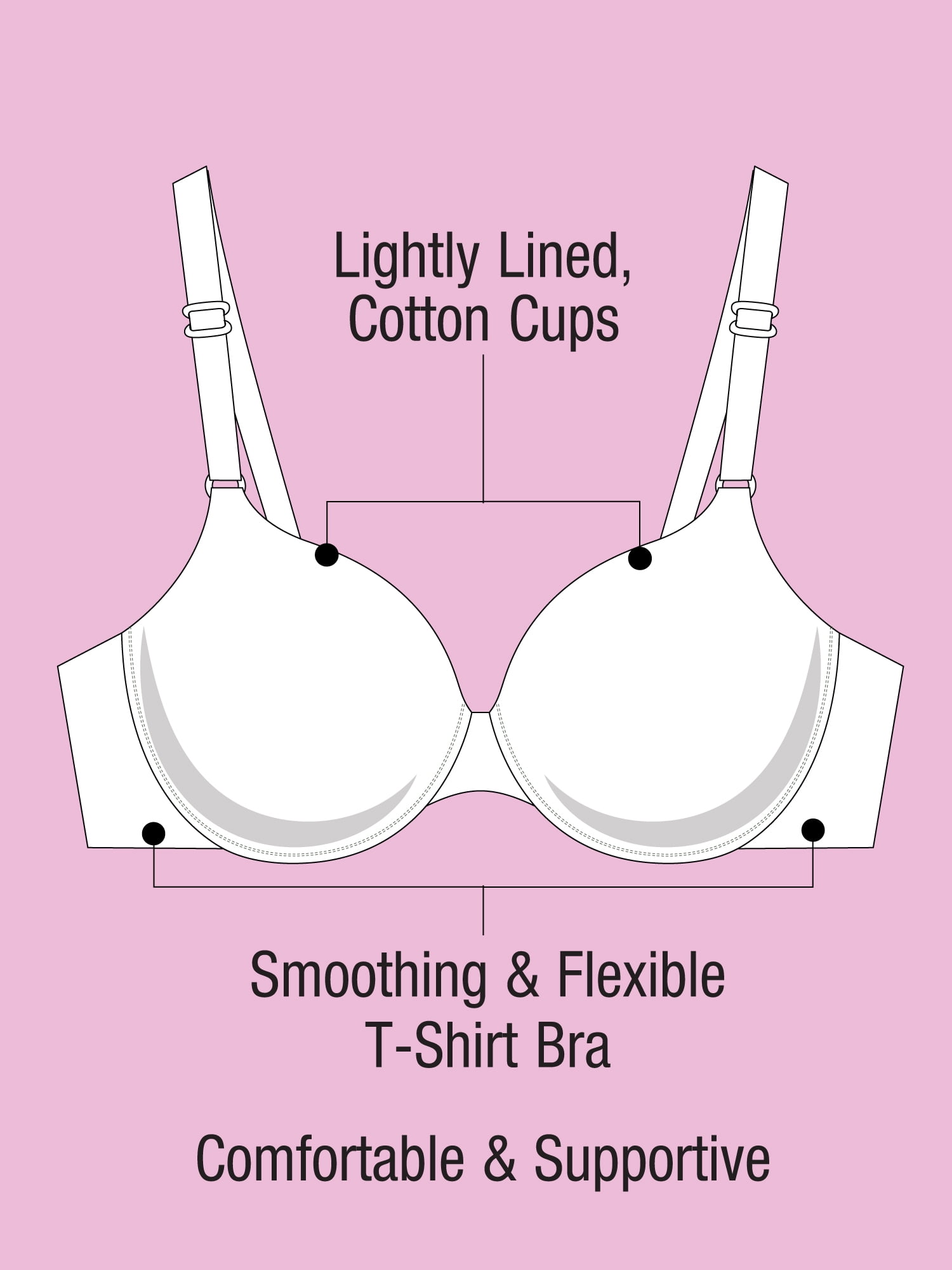 Fruit of the Loom T-Shirt Bra 2 Pack, Style FT938, Sizes M to XXL