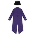 thumbnail image 4 of Aiihoo Kids Tailcoat Jacket Medieval Steampunk Frock Coat with Felt Top Hat Gentleman Outfit Purple 12, 4 of 7