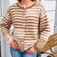 thumbnail image 4 of Fewfanhot Sweaters for Women Striped Cardigan Fall Trendy Rainbow Color Block Open Front Sweater Coats, 4 of 9