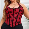 thumbnail image 4 of Lovskoo 2024 Women's Plus Size Renaissance Corset Lace Up Boned Overbust Corset Bustier Lingerie Bodyshaper Top Halloween Costume Gothic Shapewear Wine, 4 of 8