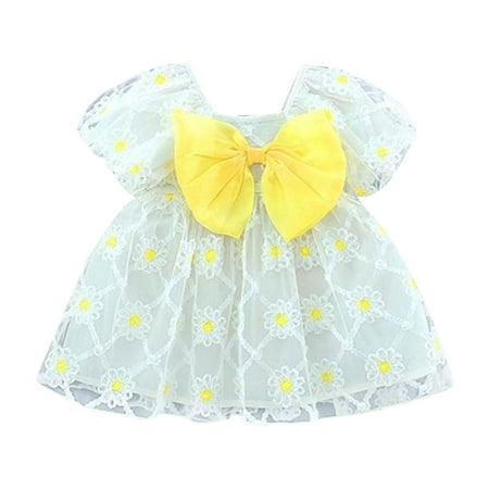 

Sngxgn Toddler Girls One Size Short-Sleeve and Sleeveless Sets Playwear DressPlus Size Summer Dress Yellow 12-18 Months
