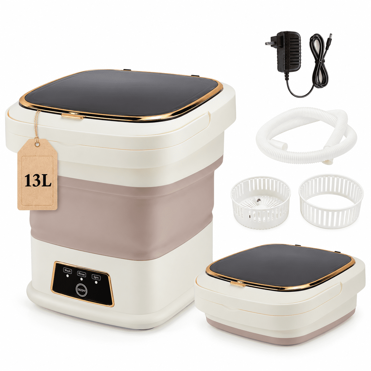 Portable Washing Machine, Mini Washer 13L Upgraded With Spin Basket 3 Modes Deep Cleaning for Underwear, Clothes, Shirt, Small Delicates