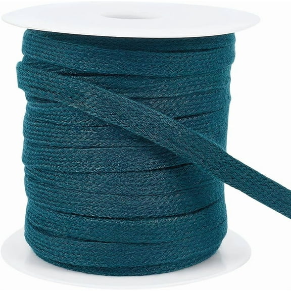 27.34Yards Flat Replacement Cotton Cords 10mm Wide Flat Drawstring Cord Rope with Plastic Spools for Garment Accessories Sports Pants Sweater Dark Slate Gray Green DIY