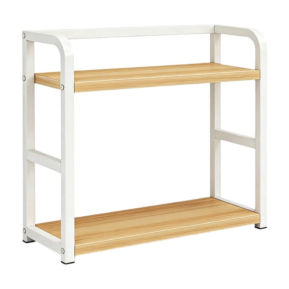 OutmaxHome 2-Tier Desktop Organizer Shelf, Multipurpose Metal Storage Holder, for Kitchen, Bathroom, Bedroom, Vanity