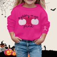 thumbnail image 2 of CUZIBR Little Girls Halloween Crewneck Sweatshirt Pumpkin Letter Graphic Pullover Long Sleeve Soft Outdoor Tops,Hot Pink,2-3 Years, 2 of 4