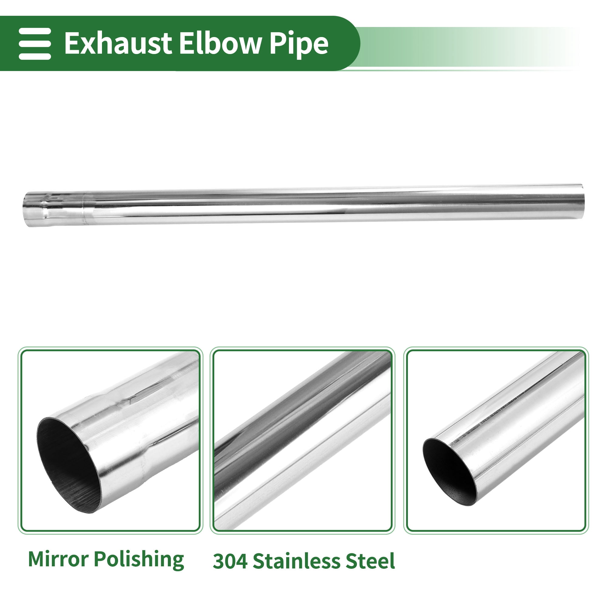 Straight Exhaust Pipe Tube Car Exhaust Pipe Mandrel Bend DIY Custom Tubing Pipe 2.5" OD 30" Length T304 Stainless Steel Silver Tone