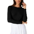 thumbnail image 1 of Suéteres de manga larga de cuello barco para mujer INSPIRE CHIC, tops de punto casuales, M negro, 1 of 6