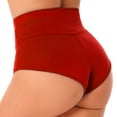 thumbnail image 4 of YEAHDOR Womens High Waist Fitness Yoga Shorts High Waist Stretchy Tight Shorts Gym Dance Booty Shorts Red S, 4 of 7