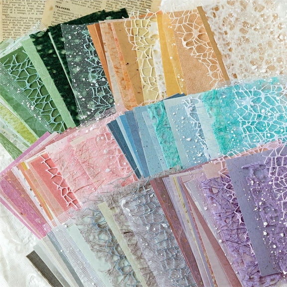 156 Sheets Scrapbook Paper, Handmade Vintage Textured Paper, Mesh Fabric Assorted Set, 6 Pack Mixed Special Paper for Scrapbooking Planner Bullet Junk Journal Journaling Supplies
