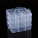thumbnail image 4 of Caja de almacenamiento de plástico con ranura para compartimento apilable ajustable transparente de 3 niveles y 18 rejillas para organizar juguetes, accesorios de joyería, 4 of 5