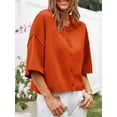 thumbnail image 3 of Half Sleeve Womens Knit Outfits Cropped Button Down Tops Oversized Lightweight Ribbed Knit Cardigan Sweaters, 3 of 5