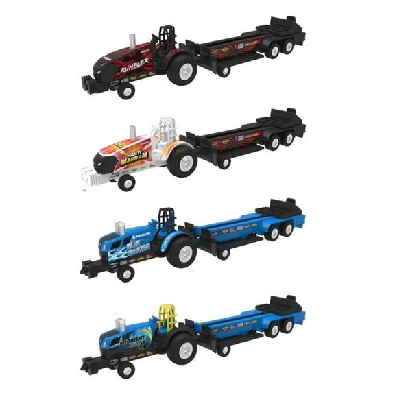 ERTL Set of 4 1/64 Case IH & New Holland Pulling Tractors with Pulling Sleds 37900-SET