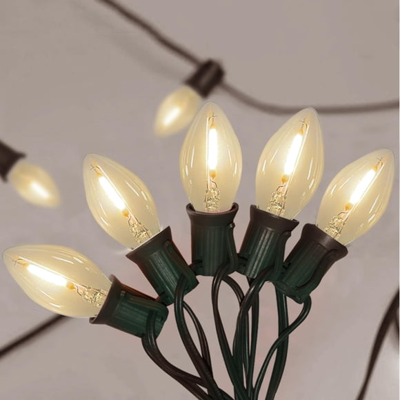 Cadena de luces GOOTHY, 7,6 m, C7, 27 LED, luz blanca cálida, 120 V