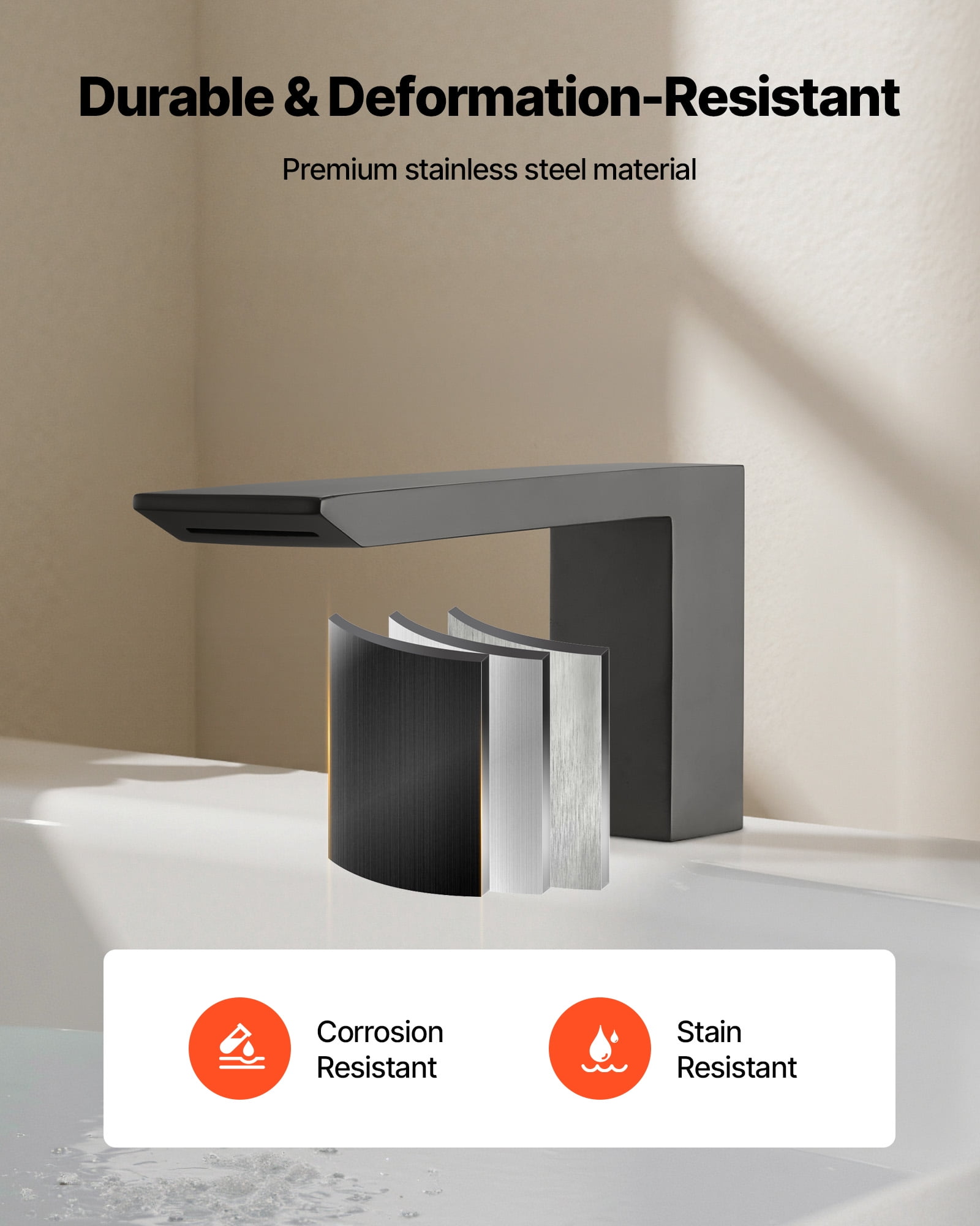 VEVOR Roman Tub Faucet, 3 Hole Waterfall Bathtub Faucet, Roman Bathtub Faucets Set with Shower Head & 1 Handle, Romans Bathtub Faucets for Pet Washing, Adult Bathing, Matte Black, Stainless Steel
