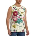 thumbnail image 2 of Bixox Men's Bird Butterfly Rose Printed Shirt Sleeveless Fitness Tank Top-Medium, 2 of 7