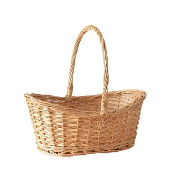 WEUVEB Picnic Fruit Basket Picnic Basket Wicker 1Pack Beige