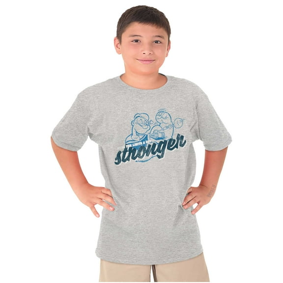 Popeye Push Yer Limits Get Stronger Crewneck T Shirts Boy Girl Teen Brisco Brands XS