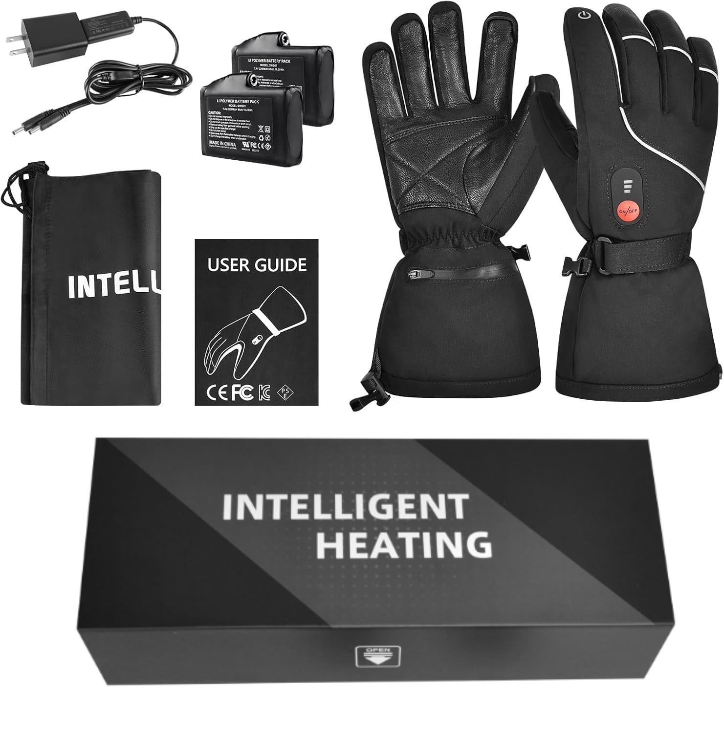 SAVIOR HEAT Heated Gloves Electric Rechargeable Battery Men Women Ski Snowboarding Outdoors (Black)