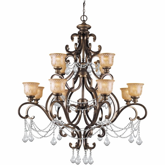7512-BU-CL-S-Crystorama Lighting-Norwalk - Twelve Light Chandelier-Clear Crystal Color-Swarovski Strass Crystal Type-Bronze Umber Finish