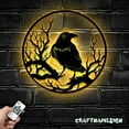 thumbnail image 5 of Craftnamesign Raven Metal Wall Art with LED Light, Crow Moon Sign Home Decor, Raven lover gifts, 5 of 5