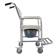 thumbnail image 4 of Winado Aluminum Shower Chair Bedside Commode with Casters and Padded Seat,Rolling Transport Chair Lockable Wheelchair, 4 of 6