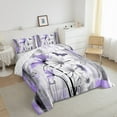 thumbnail image 3 of jejeloiu Purple Floral Daisy Full Size Comforter Sets,Splashing Ink Bedding Comforter Set,Cute Flower Butterfly Bedding Sets,Bedroom Microfiber Decorative Reversible,3pcs, 3 of 8