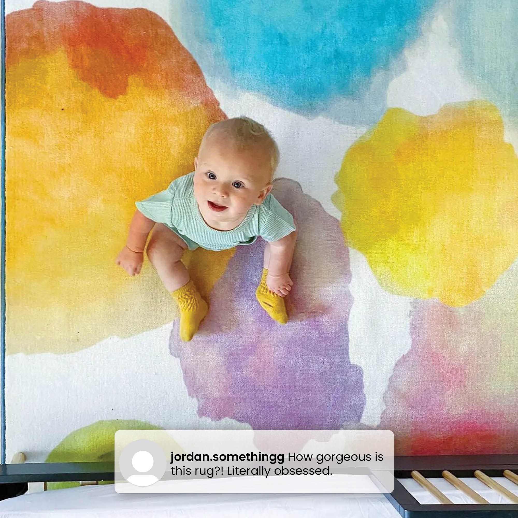 Delta Children Kids Watercolor Rectangle Area Rug, 53-Inch x 59-Inch, Multi Color