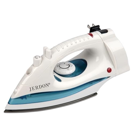 Plancha de hotel Jerdon con cable retráctil - Plancha blanca de tamaño mediano - Doble apagado automático - Cable retráctil de 2,13 metros - 1200 vatios - J913B