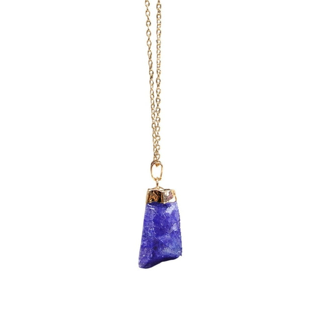 PVCS Collier en Cristal de Pierre Naturelle Plaqué Or Pendentif en Quartz
