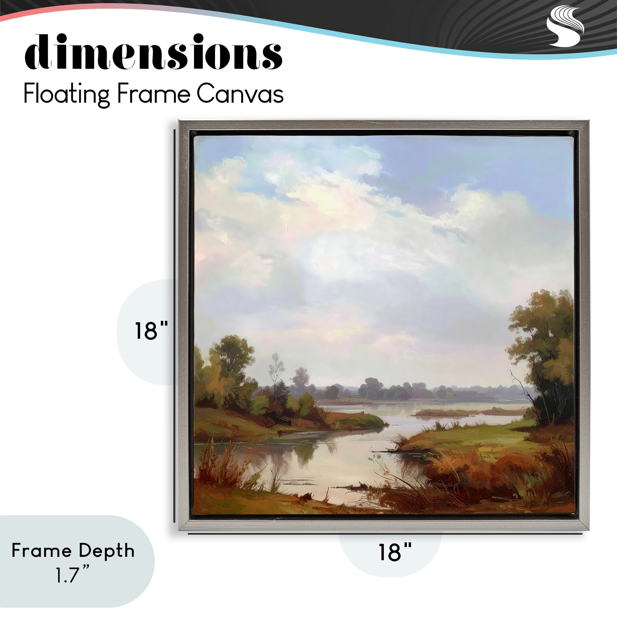 Stupell Industries Riverside Grove Landscape Gray Framed Floater Canvas Wall Art, design by Alonza Saunders
