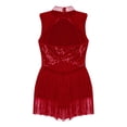 thumbnail image 3 of iiniim Girls Kids Shinny Rhinestone Tassel Jazz Latin Dancewear Lyrical Dress Age 6-16 Burgundy 8, 3 of 7