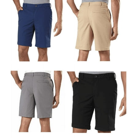 IZOD Men's Flat Front, Performance Shorts with Smartphone Pocket 32/Black