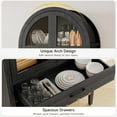 thumbnail image 4 of 71" Tall Wine Bar Cabinet, Arched Storage Cabinets with Door, Whiskey Station with Wine Rack and Glass Holder, Liquor Bar Cabinet for Home Kitchen Living Dining Room (Black), 4 of 8
