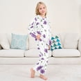 thumbnail image 6 of Fluffy Pajamas Set Fuzzy Winter Warm Pj Sets Pullover Tops and Long Pants Purple Flowers X-Small, 6 of 8