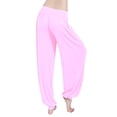 thumbnail image 4 of Lroveb Palazzo Pants for Women,High Waisted Baggy Hippie Gypsy Boho Pants, Pants High Yoga Beach Plus Size Closing Dance Chi Clothes Leggings Pink, 4 of 8