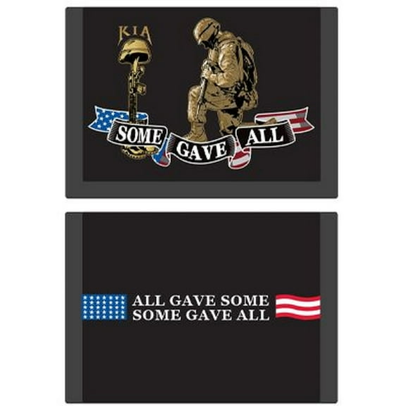 Kia Honor - All Gave Some, Some Gave All - Embroidered Logo Heavy Duty Trifold Nylon Wallet -3.5"x5"