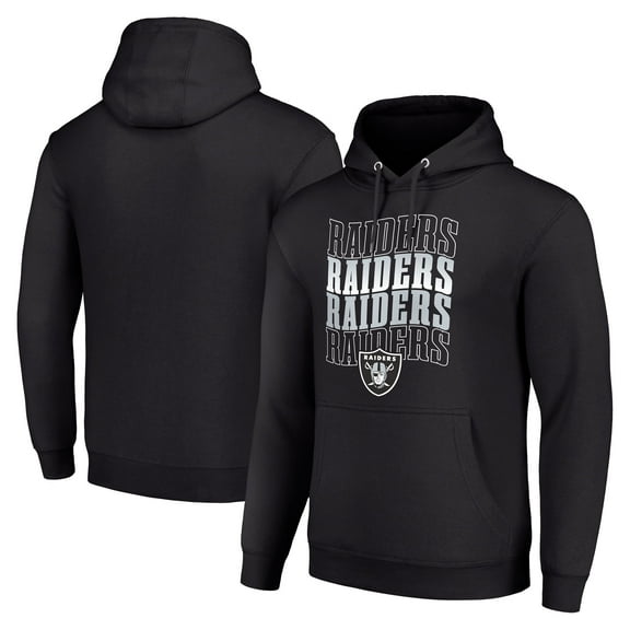 Men's Starter Black Las Vegas Raiders Four Team Name Logo Fleece Pullover Hoodie