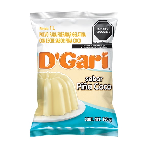 Polvo para preparar gelatina D' Gari de leche sabor piña coco 120 g