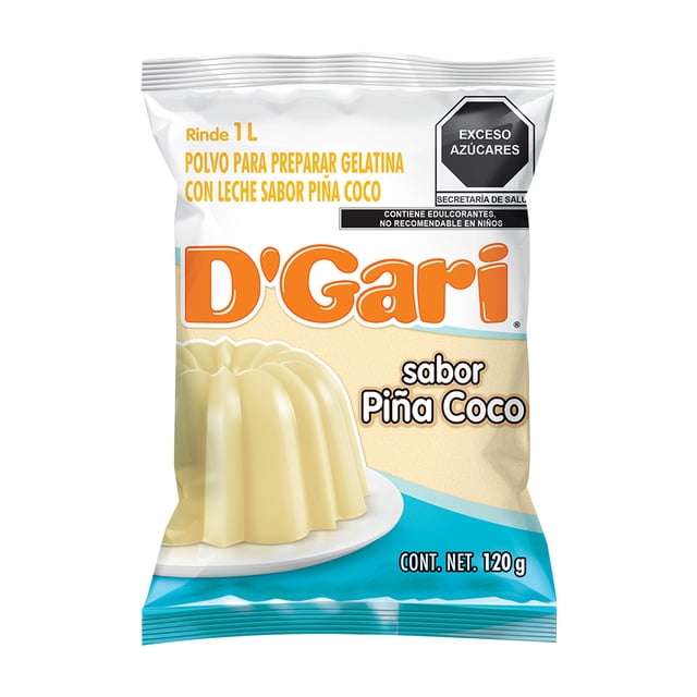 Polvo para preparar gelatina D' Gari de leche sabor piña coco 120 g