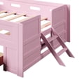 thumbnail image 6 of Harper & Bright Designs Full Size Platform Bed with Guardrail and Storage Drawers, Wood Platform Bed Frame with Two-Step Ladder for Boys Girls, Pink, 6 of 12