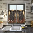 thumbnail image 4 of Wobogo The Black Dog with Red Rose Kitchen Curtains 2 Piece Set Farmhouse Country Style Light Filtering Small Window Drapes Suitable for Bathroom Laundry Room and RV 27x24in, 4 of 9