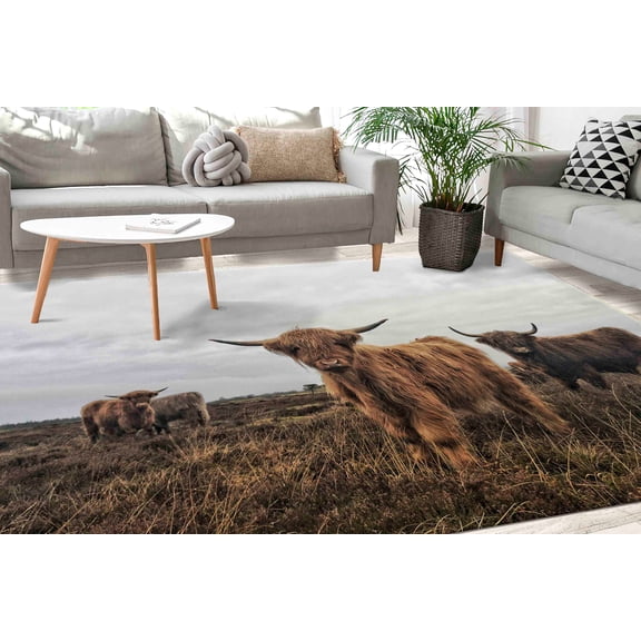Car Mat Rug, Anti-Slip Carpet Rugs, Gift Rugs, Animal Rug, Wild Cow Rugs, Scottish Highland Cattle Rugs, Highland Cow Rug, Modern Rug, 2.6'x6.5' - 80x200 cm