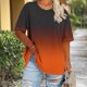 thumbnail image 2 of Mujeres Más Tamaño Manga Larga Tops Cuello Redondo Manga Corta Primavera Verano Camisa Básica Camiseta Superior Poliéster Ligero Suave Cómodo Más Tamaño Tops Casuales, 2 of 6