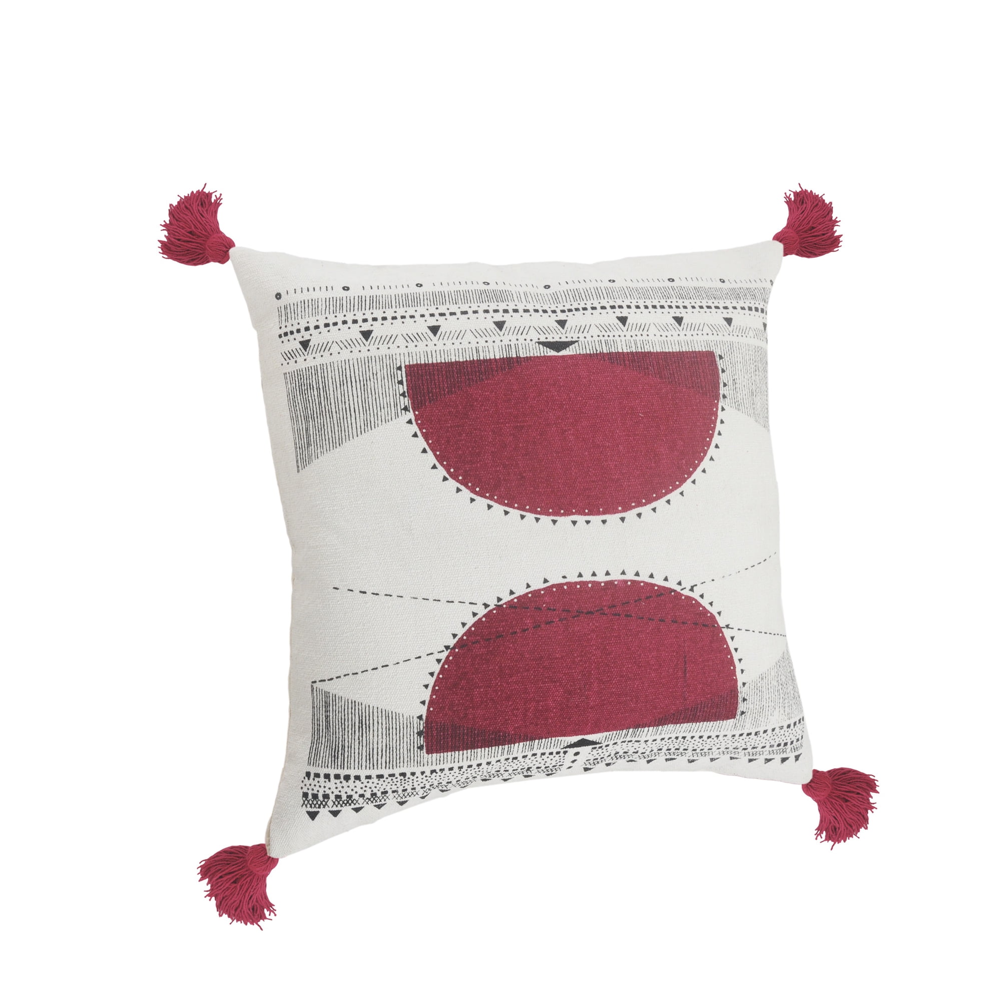 Harlow Hill 20" x 20" White/Black/Burgundy Geometric Cotton Adult Decorative Throw Pillow Cover