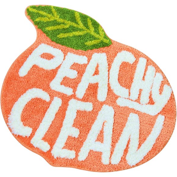 LAICAIW Peach Clean Bath Mat, Bathroom Decor Area Rug Peachy, Soft & Absorbent Plush Coral Fabric, Also for Bedroom Children’s Room, Non-Slip Washable