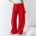 thumbnail image 2 of Stamzod Womens Wide Leg Sweatpants Solid Color Elastic Waist Baggy Pants with Pocket Casual Athletic Palazzo Pants for Women Red XL, 2 of 9