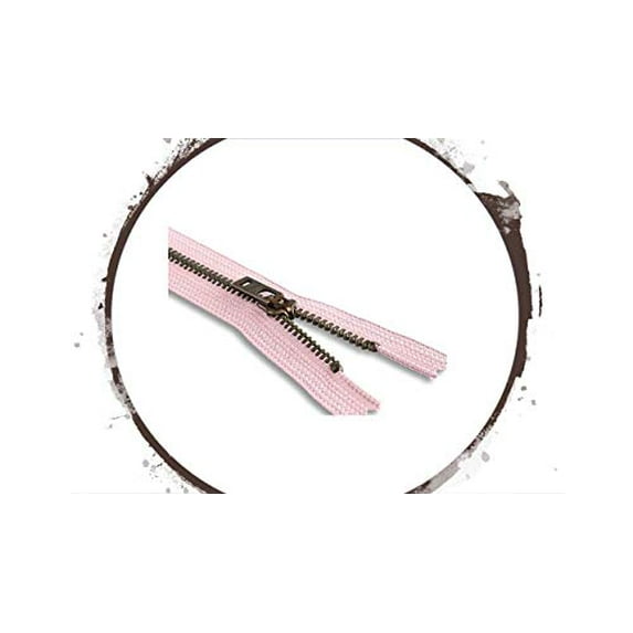 #5 Antique Brass Jeans/Pants Light Pink Medium Weight YKK Zippers - Color Light Pink #512 - Made in The United States (1 Zipper Per Pack) (8" Inches)