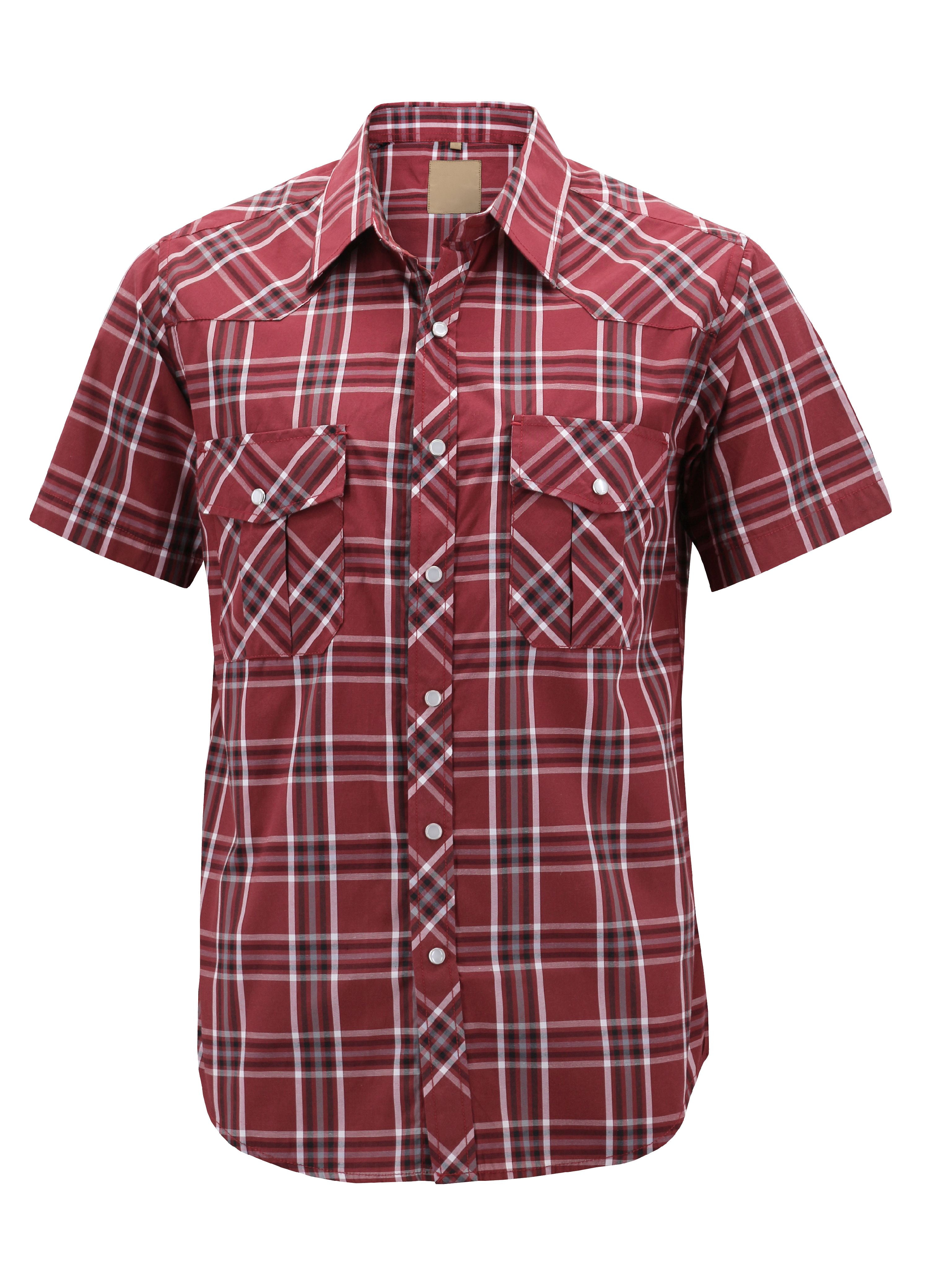 red short sleeve button up