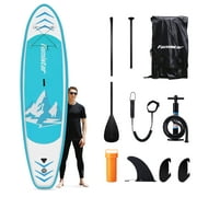 Famistar 10'10" Inflatable Stand Up Paddle Board SUP w/ 3 Fins, Adjustable Paddle, Pump & Carrying Backpack